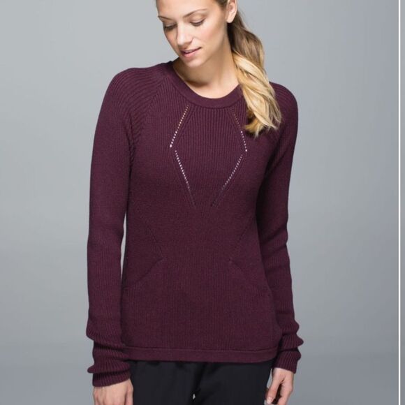 Lululemon The Sweater The Better Heathered Bordeaux Drama Knit Pullover 8 NWOT - Picture 1 of 16